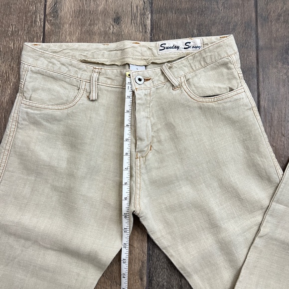 Sunday Saint Tropez Tan Linen Ankle Pants - Picture 4 of 9